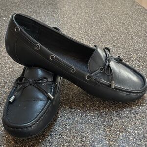 Black Leather Womens Loafers